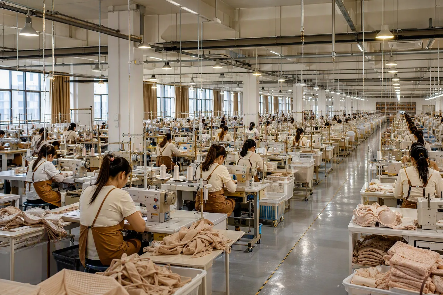 Modern lingerie sewing workshop panorama