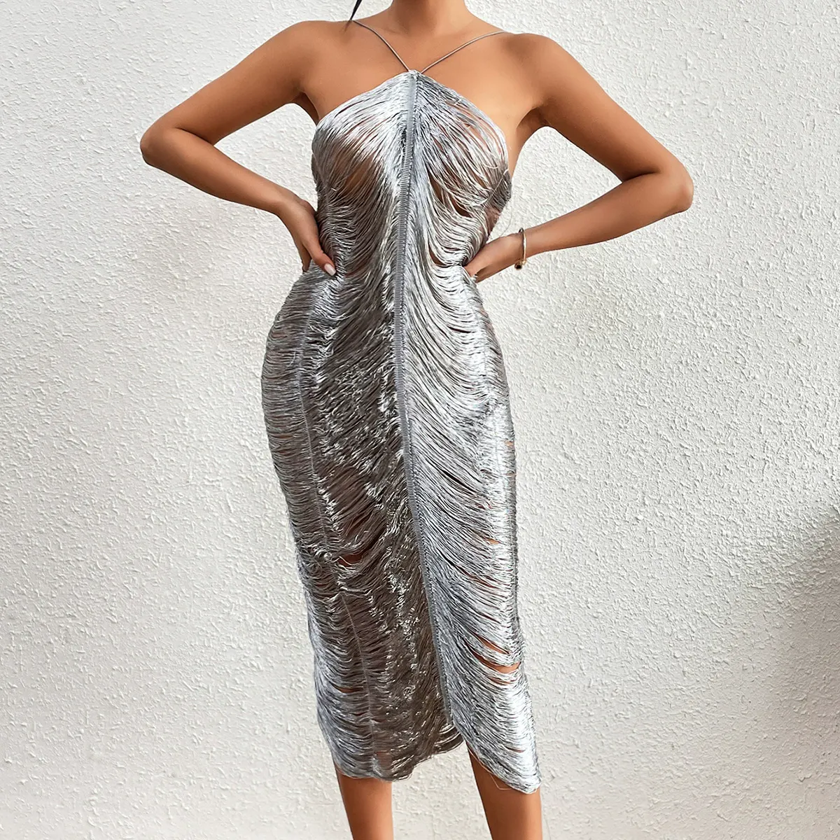 2024 Chic Sexy Hanging Neck Open Back Dress Women Must-Have Casual Party Item Di wholesale