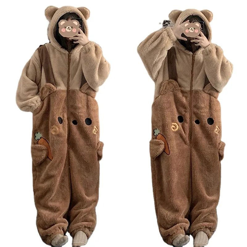 Coral Velvet Bear Pajamas Cartoon One wholesale