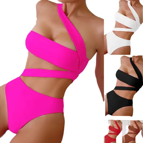 Custom OEM Service Sexy Solid One-Piece High Waist Breathable Matte Fabric Beach wholesale