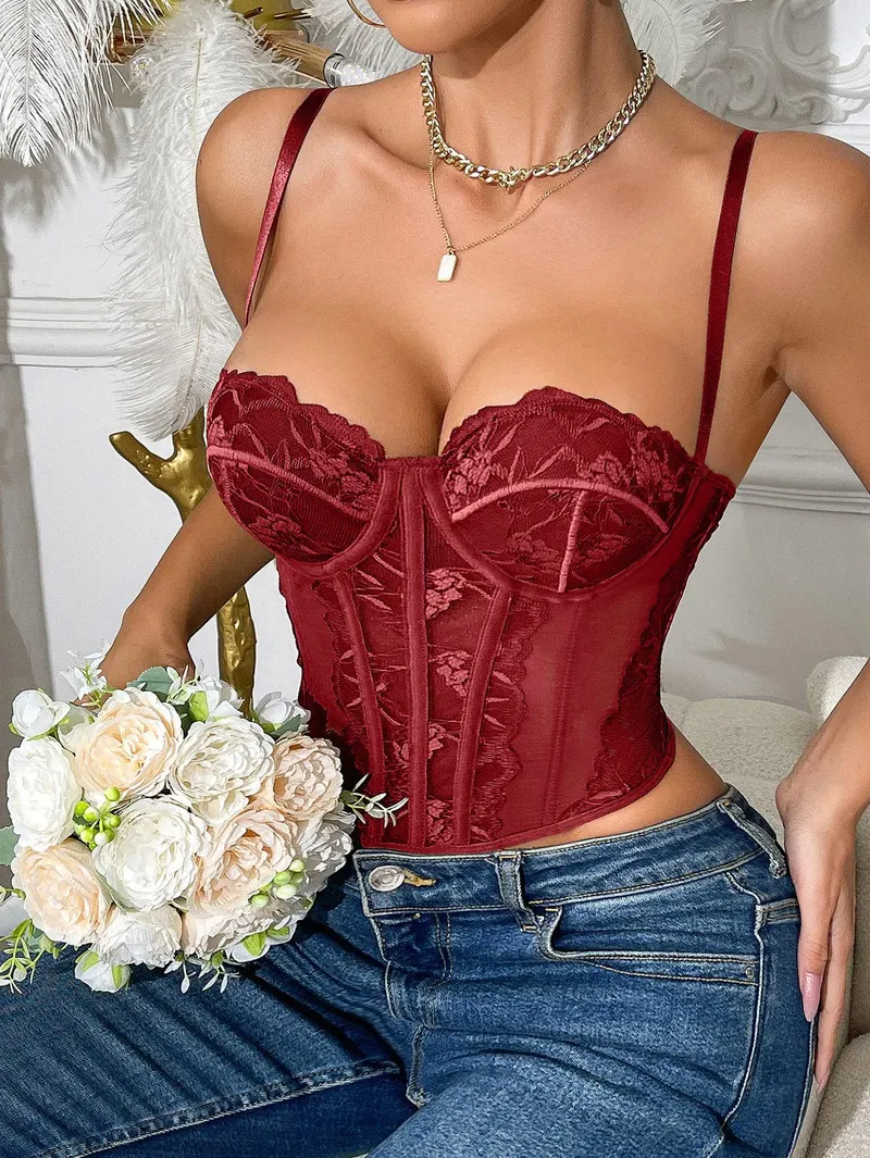 Glory New European and American Style Black Lace Spliced Camisole Corset Sexy Sl wholesale
