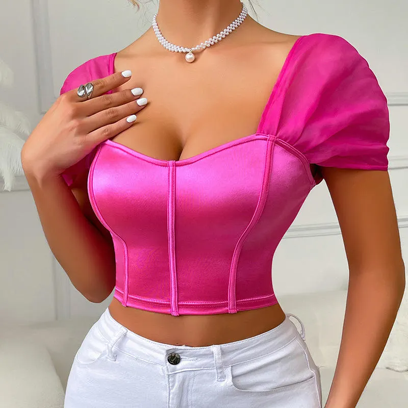 Glory Pure and alluring high-end satin camisole with a sexy French one-shoulder wholesale