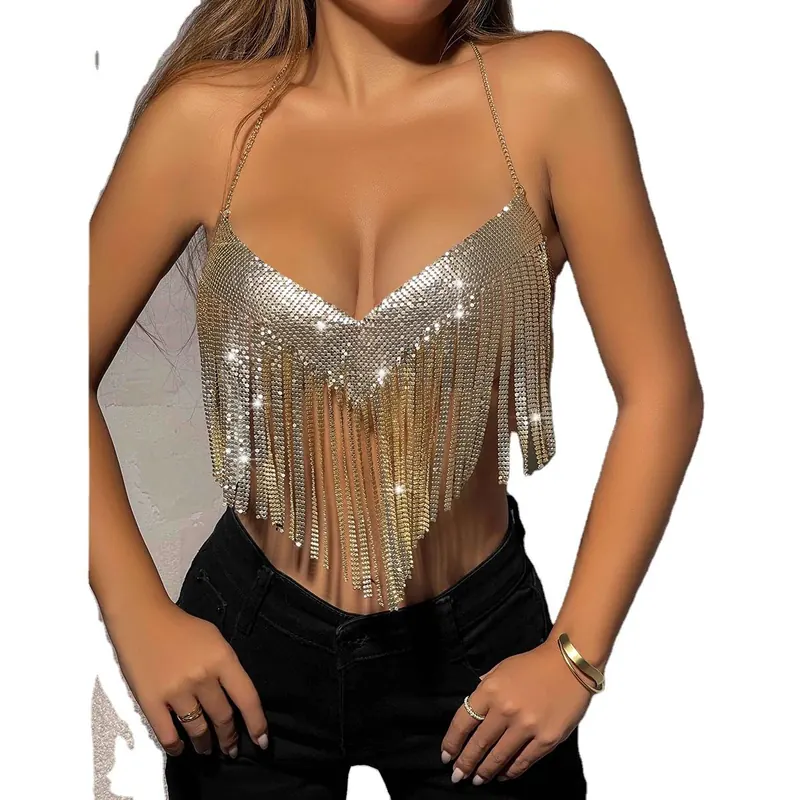 Gold Sequin Off-Shoulder Bustier Top wholesale