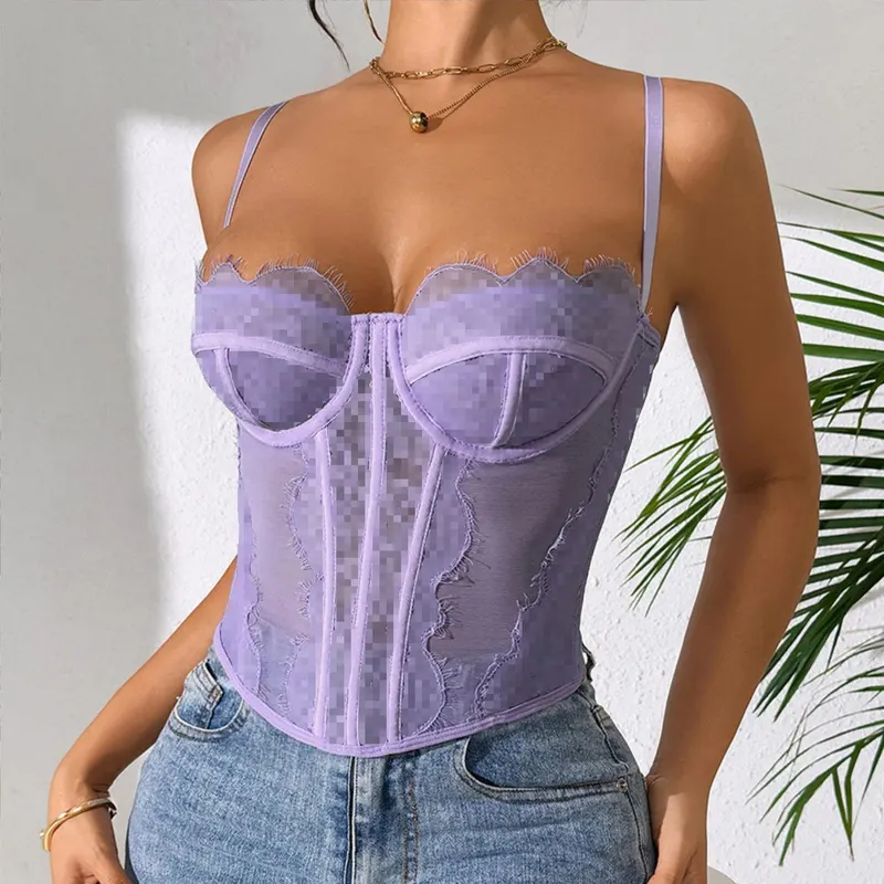 High Quality Night Club Sexy Lace Bustier for Women Crop Top Summer Corset wholesale