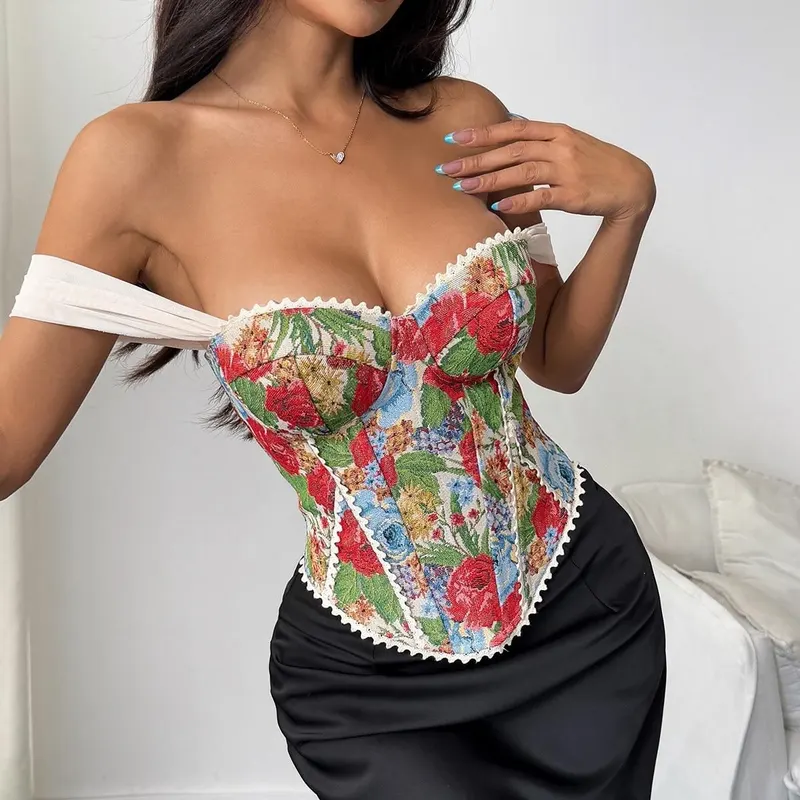Camisole Backless Mini Top Jacquard Sexy Fishbone Corset wholesale