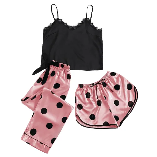 Ice Silk Four Piece Nighty Pajamas wholesale
