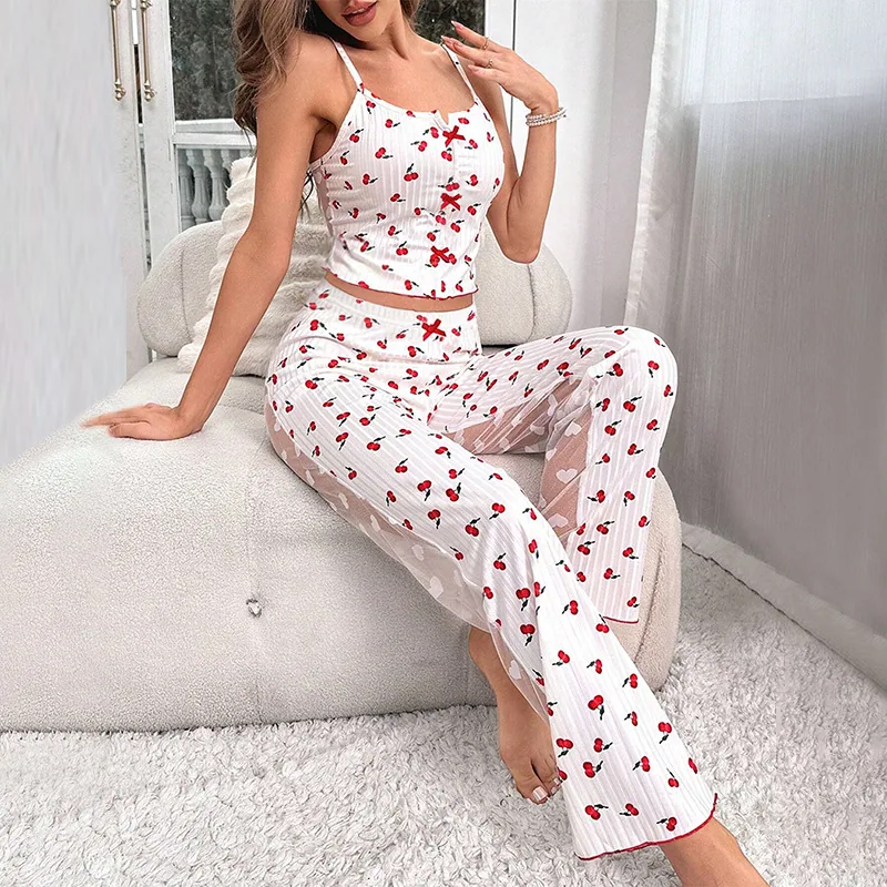 Knitted Sleeveless Camisole Lace Pajamas wholesale