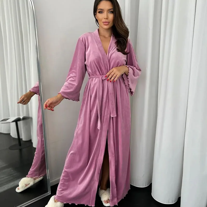 Long Robe Loose V Neck Nightgown wholesale
