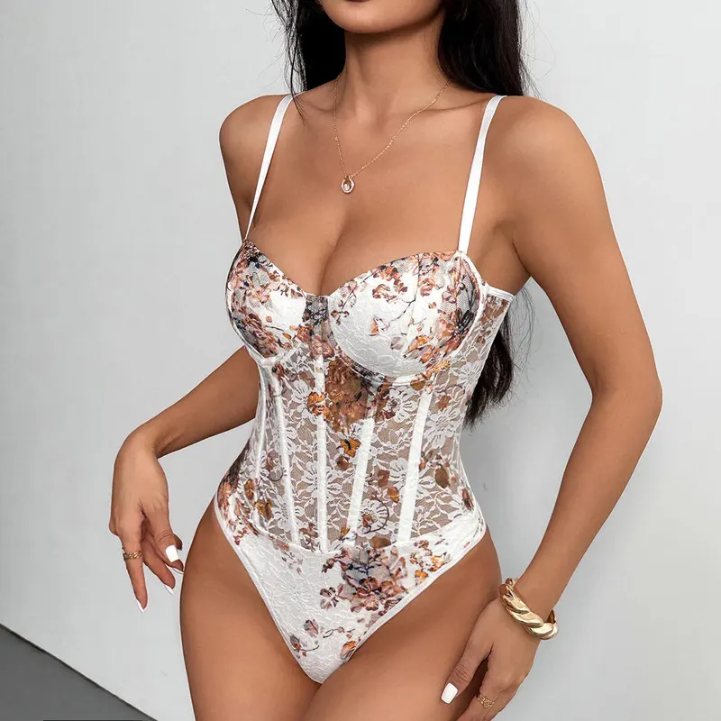 New Arrival Female Sexy Summer Bodysuit Embroidered Camisole Corset wholesale