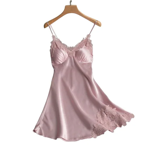 Nightdress Lace Satin Built in Bra Pajamas wholesale