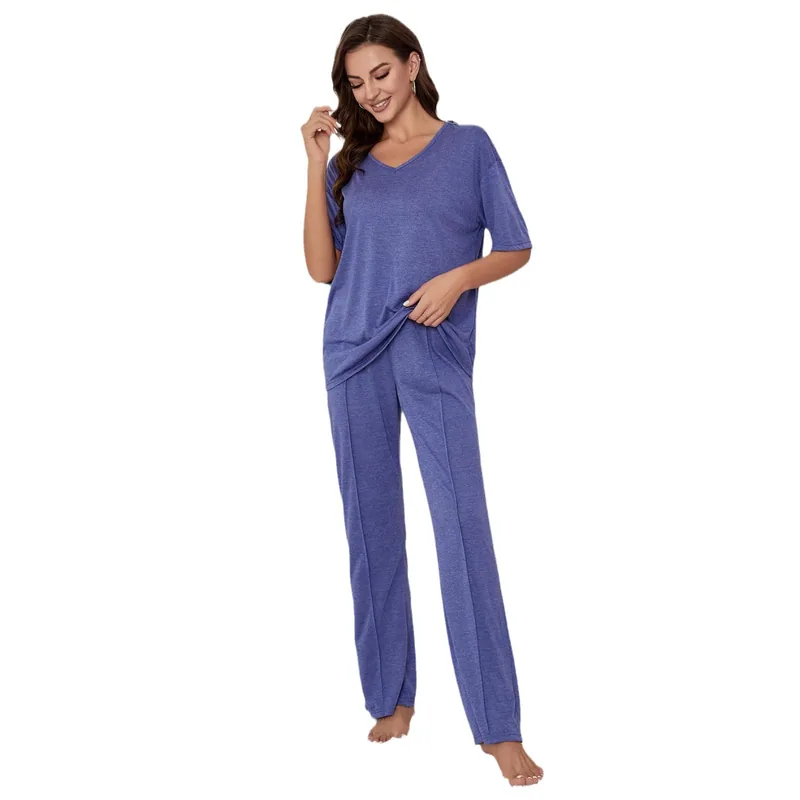 Pajamas Cotton V Neck Elastic Waist wholesale
