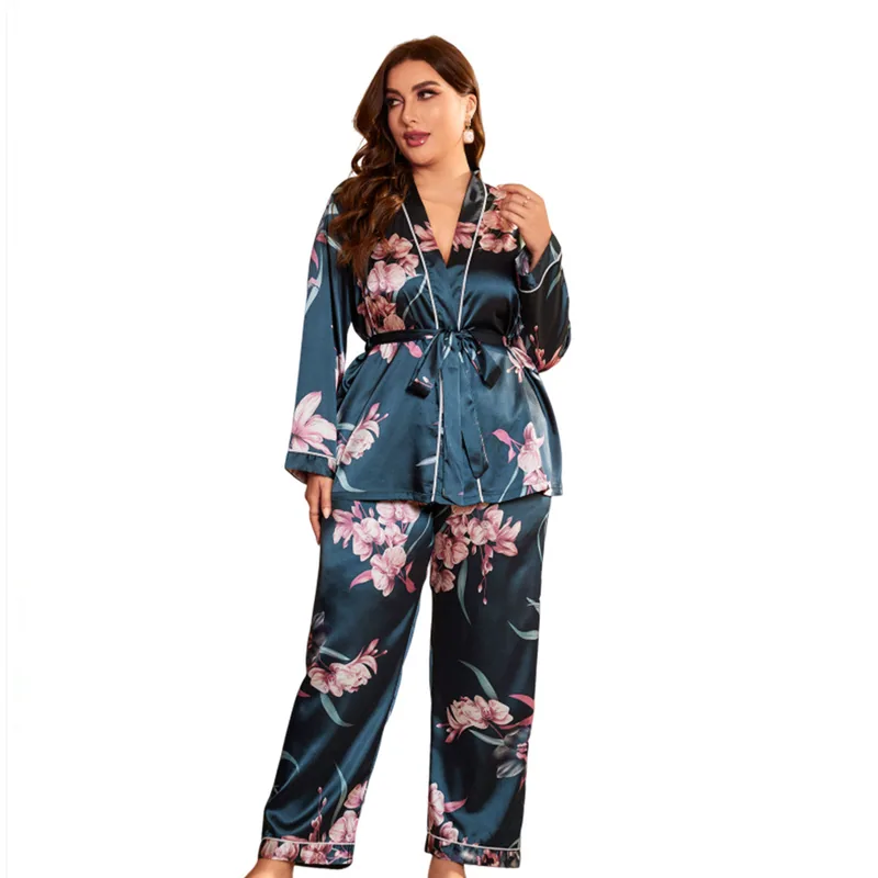 Pajamas Floral Printed V Neck Plus Size wholesale