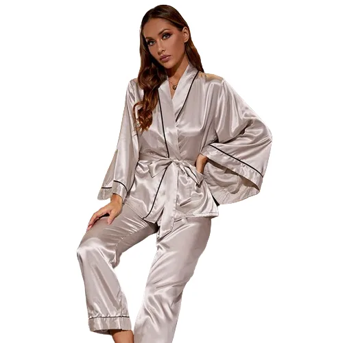 Pajamas Satin Pajamas Elastic Waist Long wholesale