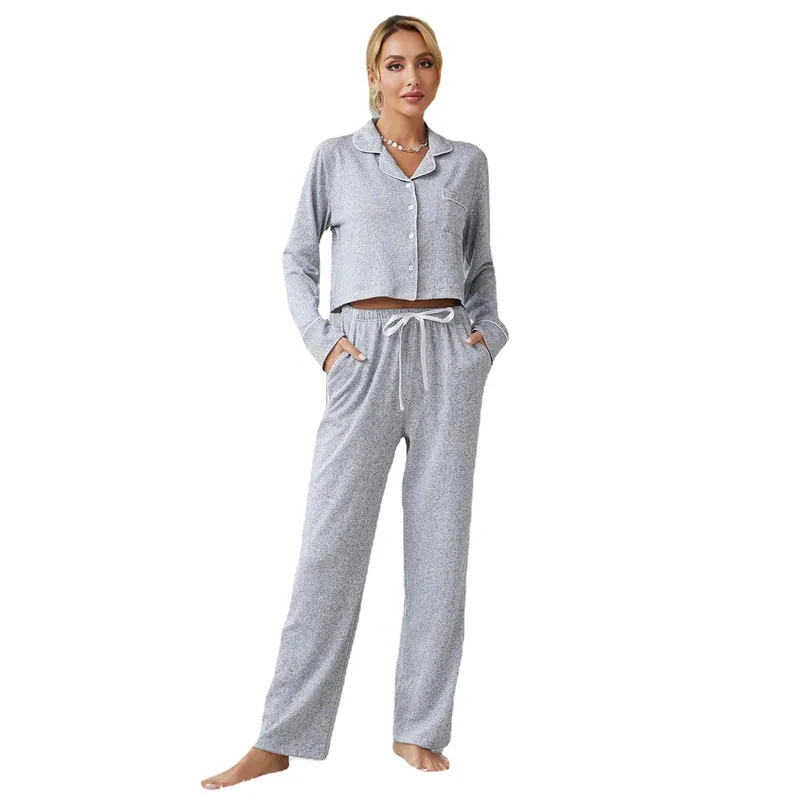 Pajamas Set Cotton Turndown Collar Long wholesale