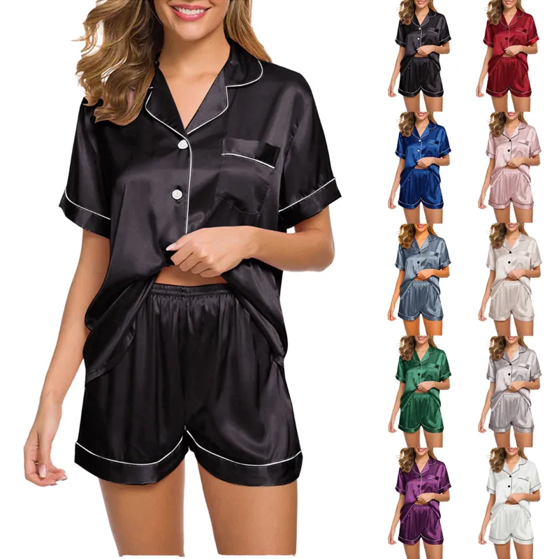 Pajamas Set Satin Button Down Two Piece Pj wholesale