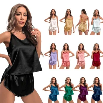 Pajamas Set Satin Short Camisole Shorts wholesale