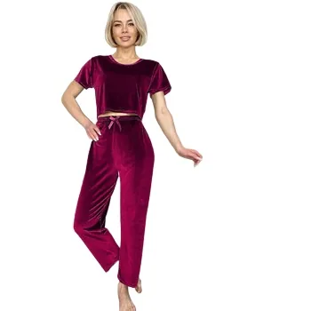 Pajamas Set Velvet Round Neck Short Sleeve wholesale