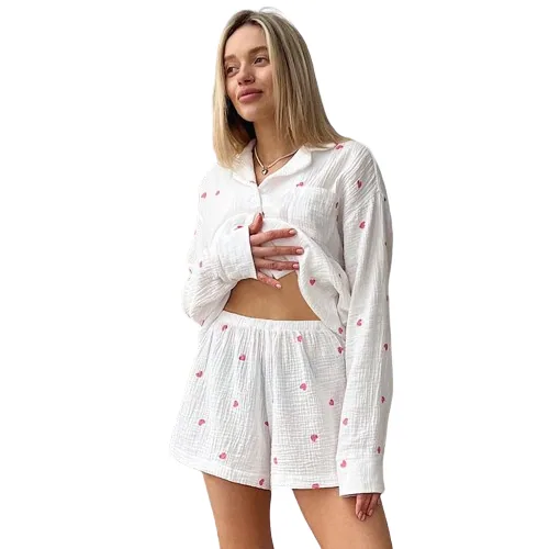 Pajamas Shirts Two Piece Set Heart Printed wholesale