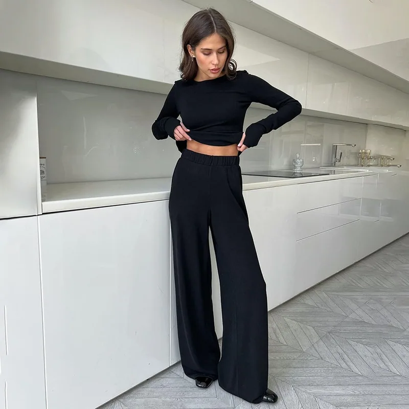 Pajamas Two Piece Set Black Stretch wholesale